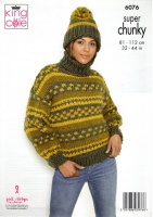 Knitting Pattern - King Cole 6076 - Big Value Super Chunky - Ladies Cardigan, Sweater and Hat